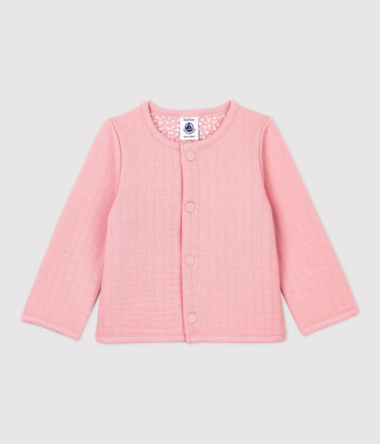 Babies' Quilted Tube Knit Cardigan pink