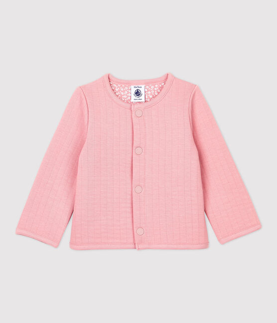 Babies' Quilted Tube Knit Cardigan CHARME pink