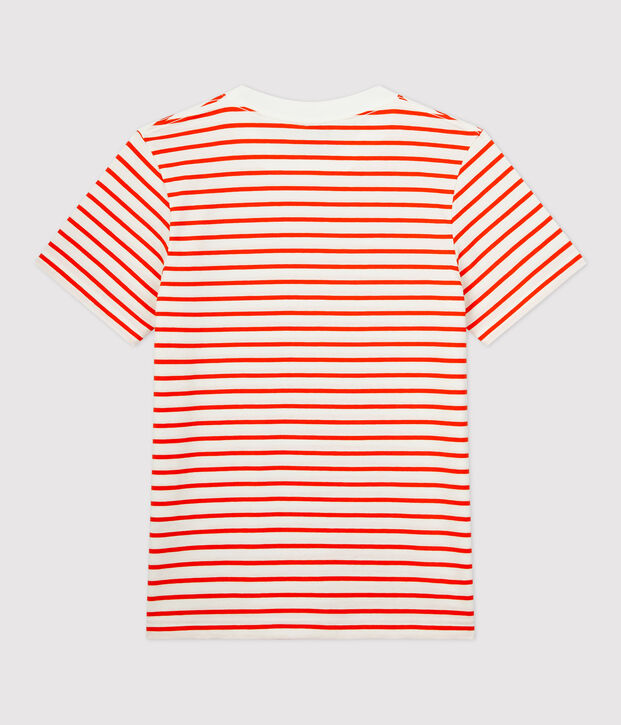 Women's Breton Stripe Cotton T-Shirt white/orange