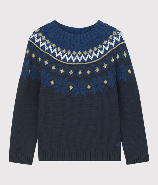 Boys' Wool/Cotton Jumper SMOKING blue/MULTICO white