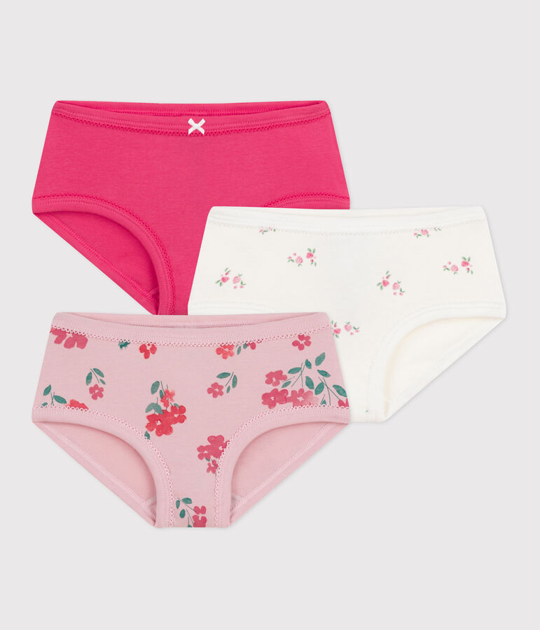 Pack of children's high-waisted floral-print cotton pants multicolor