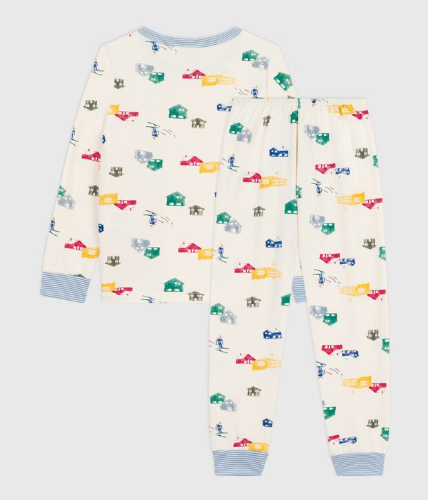 Children's pyjamas in chalet-print fleece Ecru/multicolor