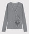 Women's Striped Cotton Wrapover Cardigan SMOKING blue/MARSHMALLOW white