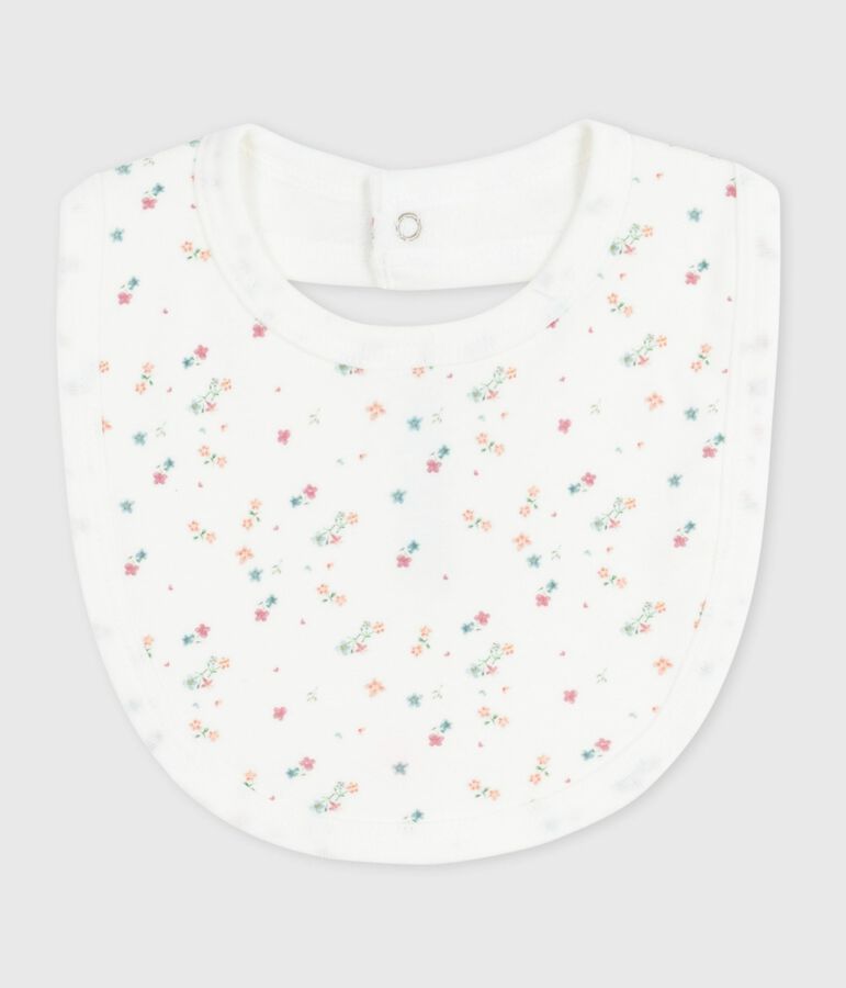 Newborn babies' floral-print cotton bib white/multicolor
