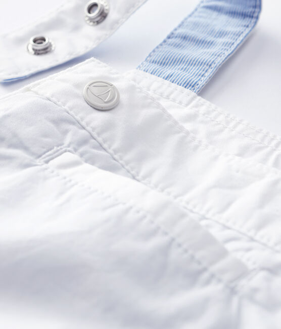 Baby Boys' Fancy Serge Dungaree Shorts ECUME white