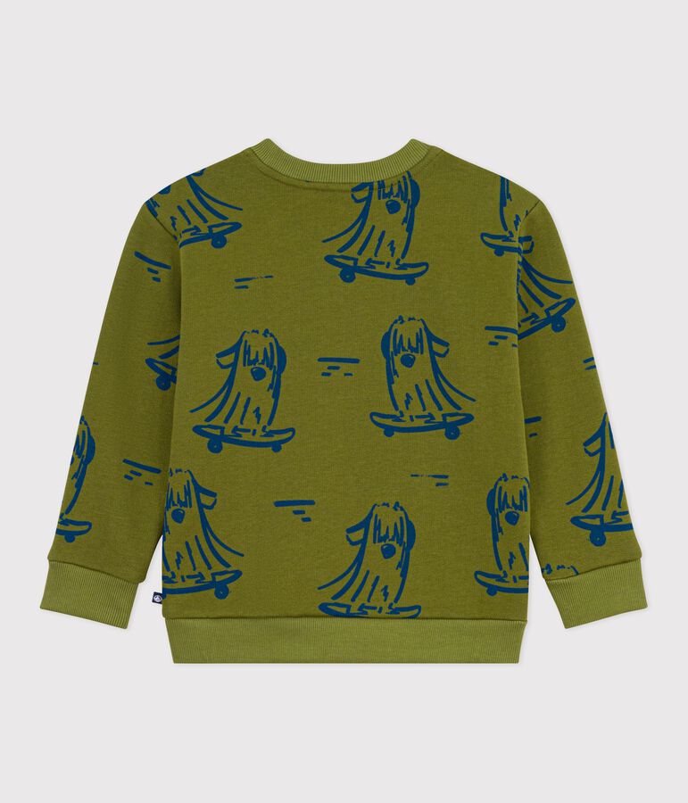 Children's printed cotton sweatshirt green/blue