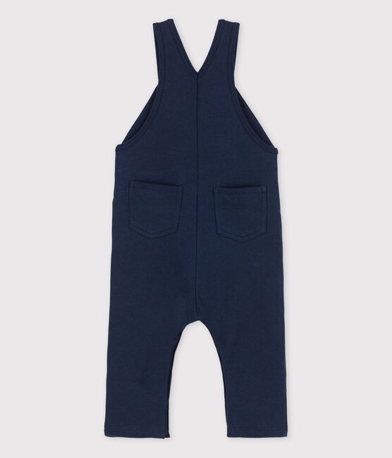 Babies' Organic Long Thick Jersey Dungarees SMOKING blue