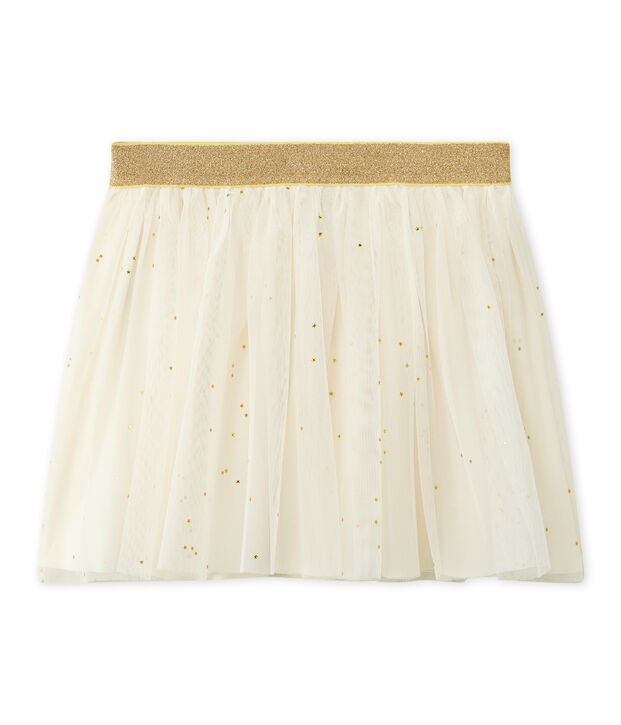 Girl's tulle skirt with stars white/yellow