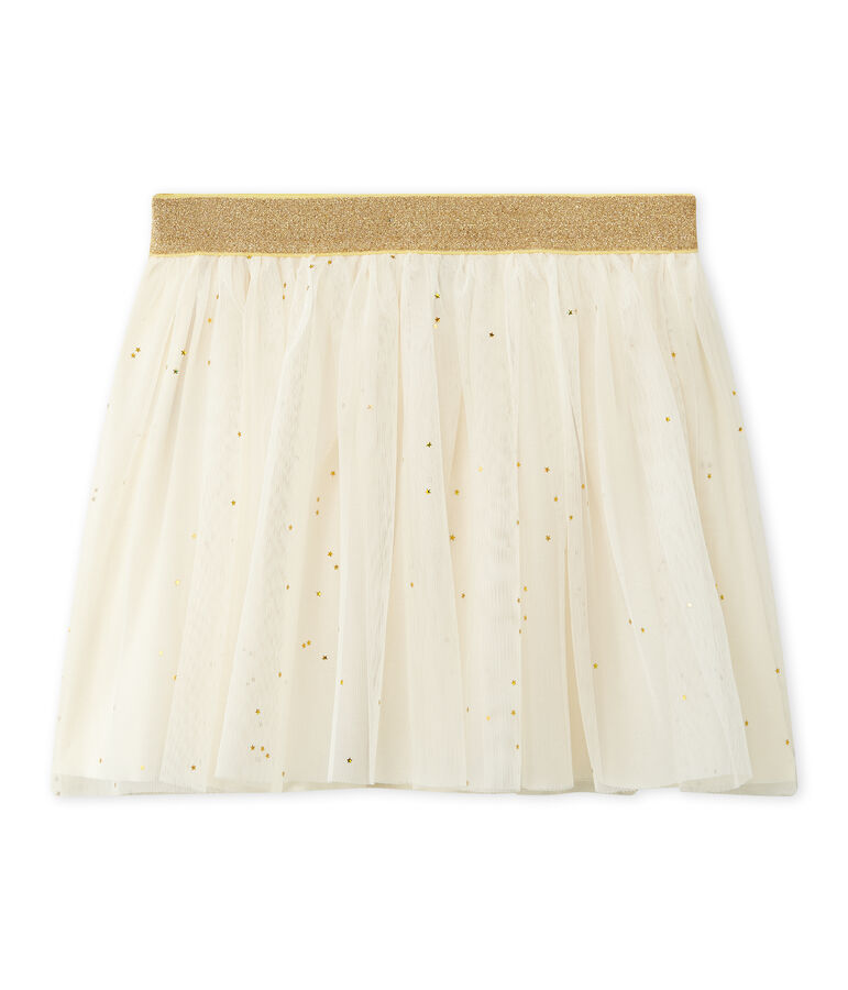 Girl's tulle skirt with stars COQUILLE beige/DORE yellow