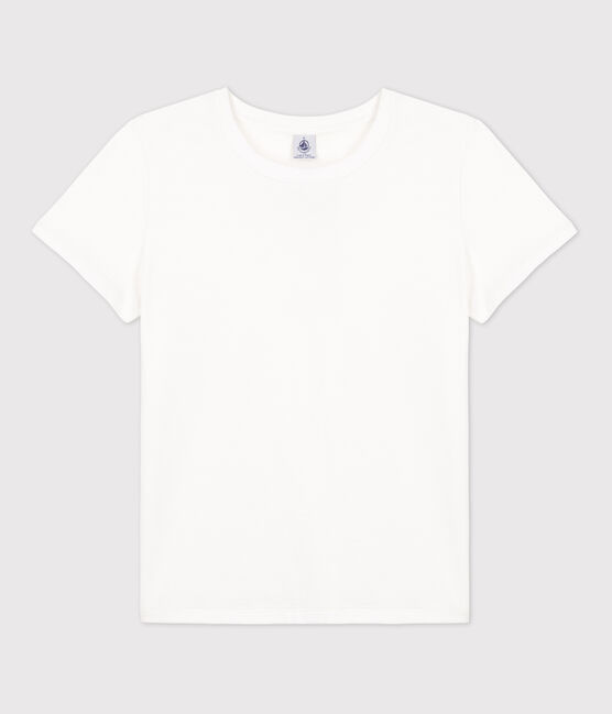 Women's Straight Round-Neck Cotton T-Shirt ECUME white