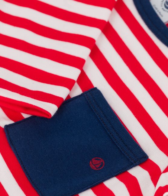 Babies' Striped Jersey Long-Sleeved T-Shirt PEPS red/MARSHMALLOW white
