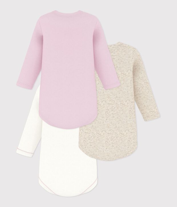 Pack of plain cotton long-sleeved baby bodies multicolor