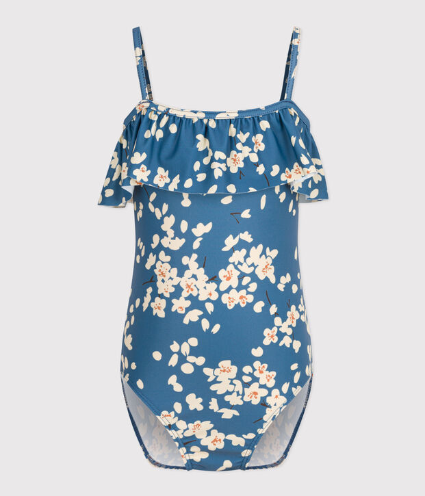 Girls' One-Piece Print Swimsuit blue/multicolor
