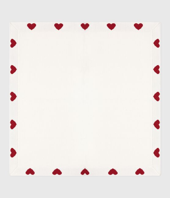 Newborn babies' cotton blanket MARSHMALLOW white/TERKUIT red