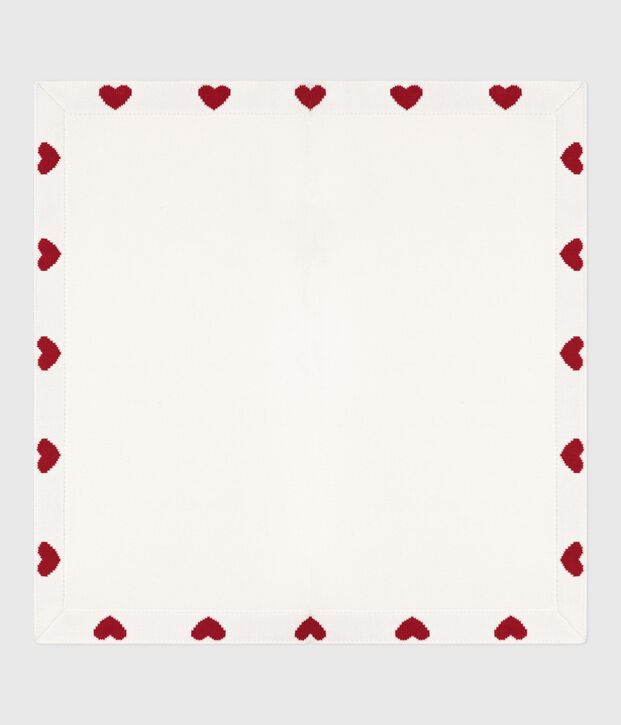 Newborn babies' cotton blanket white/red