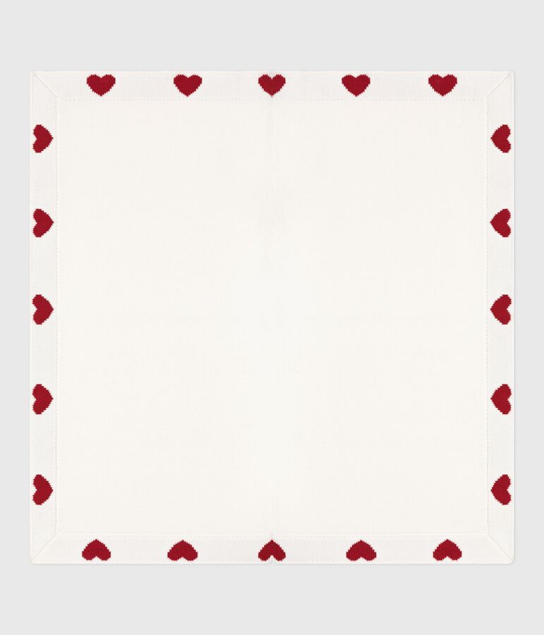 Newborn babies' cotton blanket white/red