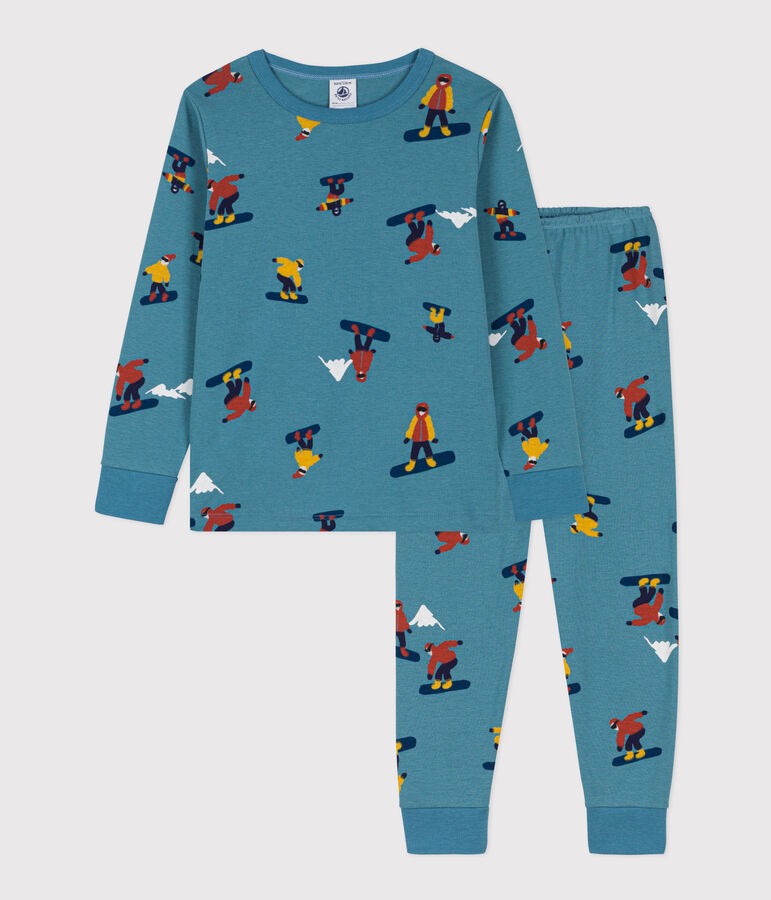 Children's Unisex Snowboard Cotton Pyjamas blue/multicolor