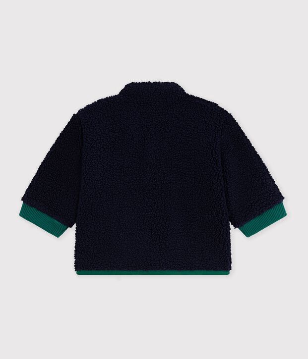 Babies' plain padded sherpa coat with a hood blue/multicolor