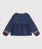 Girls' long-sleeved plain denim blouse blue