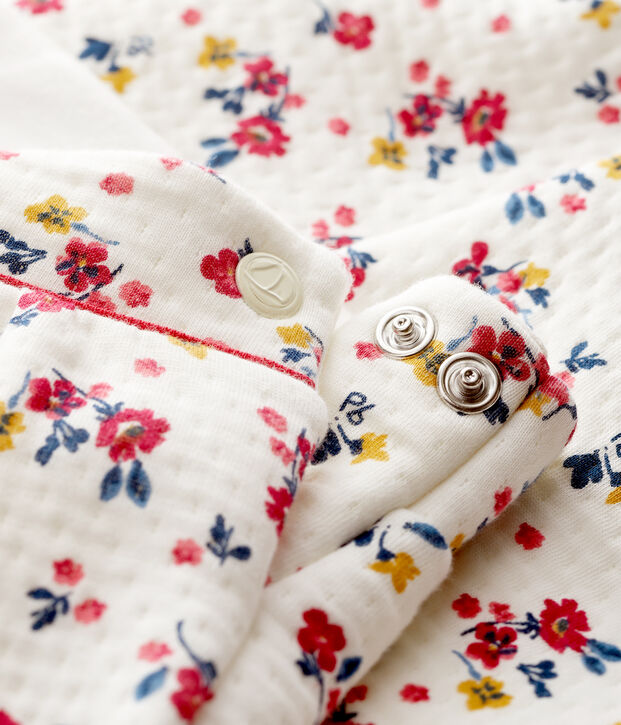 Baby girl's tubular knit trousers white/multicolor