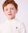 Children's plain long-sleeved cotton polo shirt white