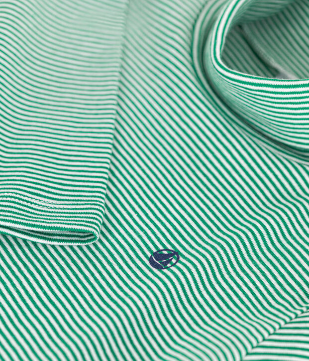 Children's cotton roll neck for girls or boys green/white