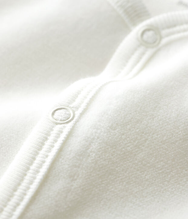 Babies' White Petit Bateau Screen Printed Organic Cotton Velour Sleepsuit white/grey