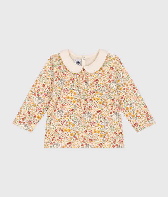 Babies' cotton blouse with a collar AVALANCHE white/MULTICO
