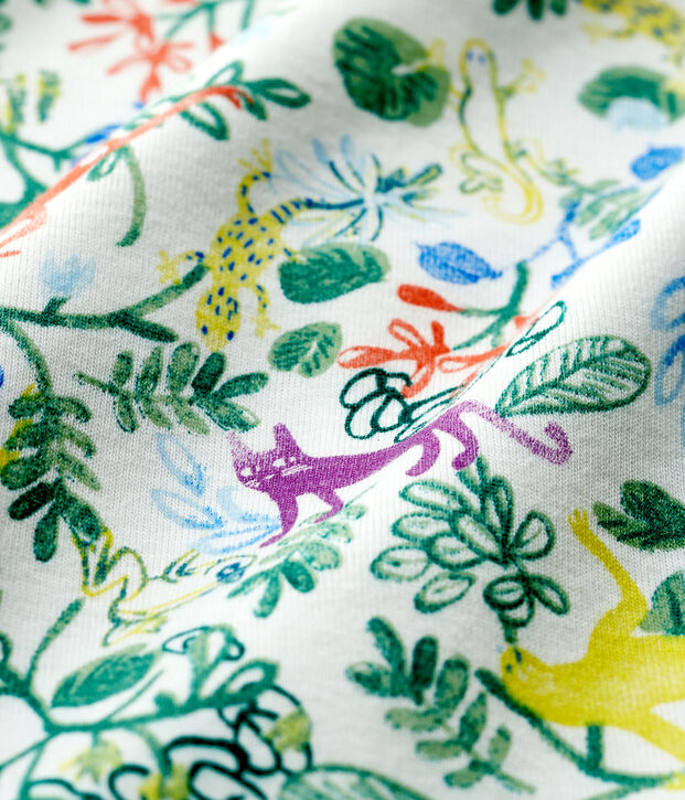 Baby Girls' Jungle Cotton Sleepsuit white/multicolor