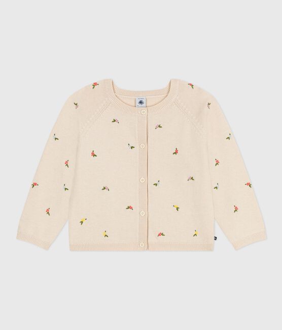 Children's wool and cotton cardigan with embroidered motifs AVALANCHE white/MULTICO