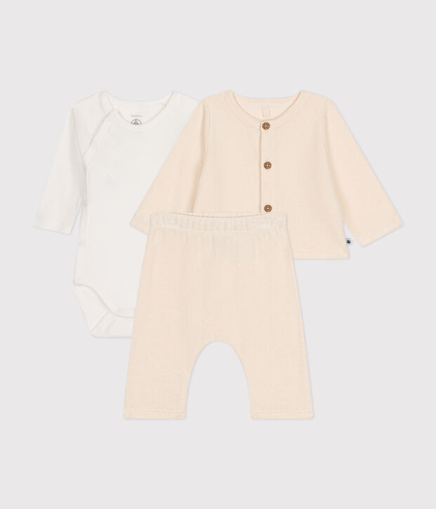 Babies' Terry Outfit - 3-Piece Set Ecru