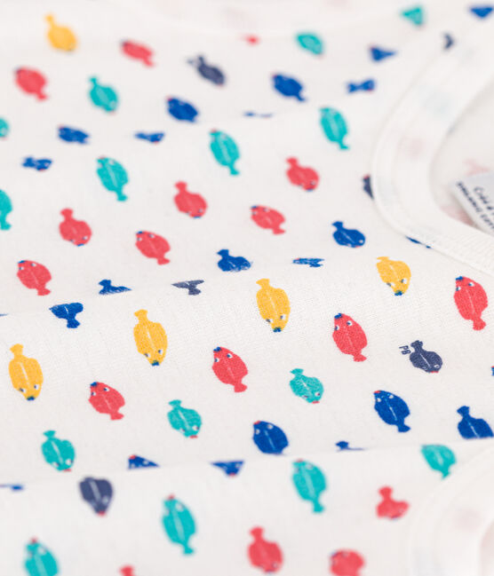 Babies' Cotton Marine Animals Playsuit MARSHMALLOW white/MULTICO white
