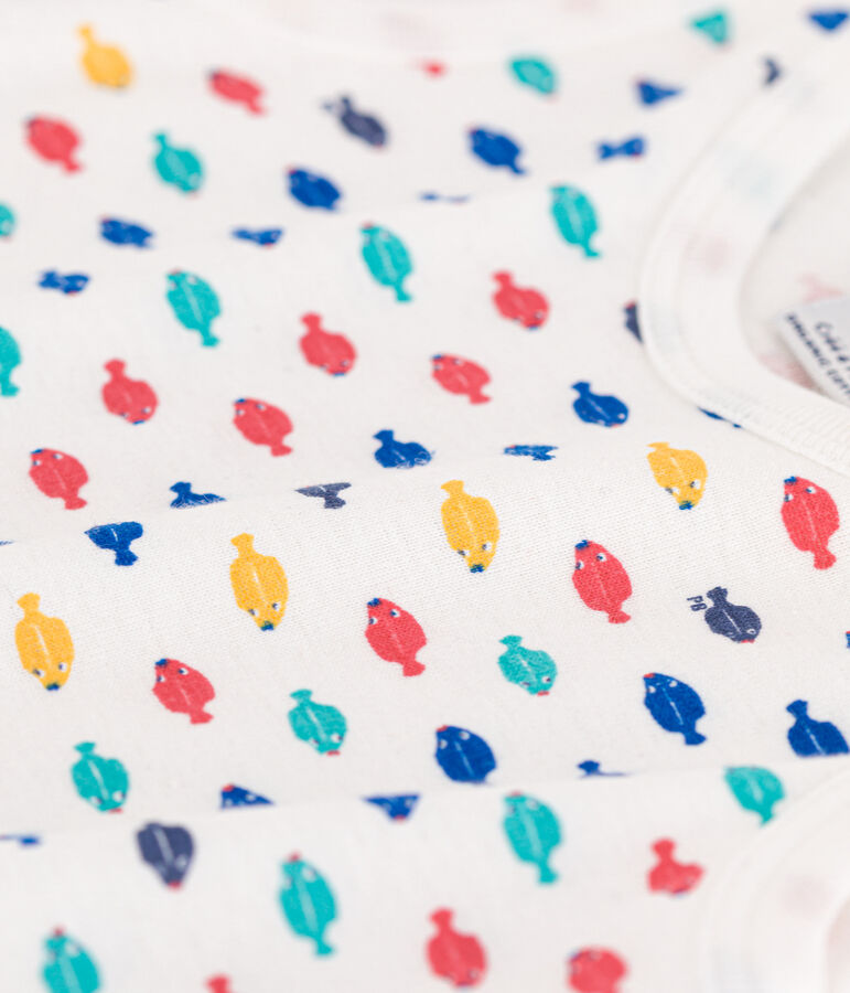 Babies' Cotton Marine Animals Playsuit white/multicolor
