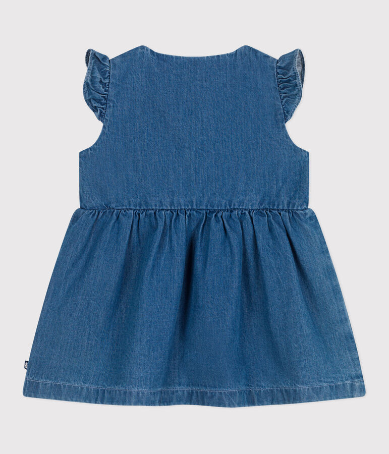 Babies' sleeveless lightweight denim dress blue