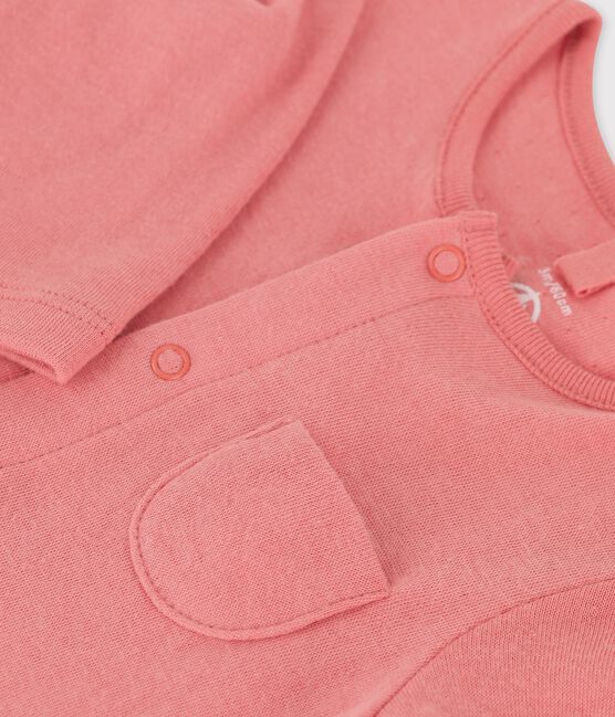 Babies' Plain Organic Tube Knit Long Playsuit PAPAYE pink