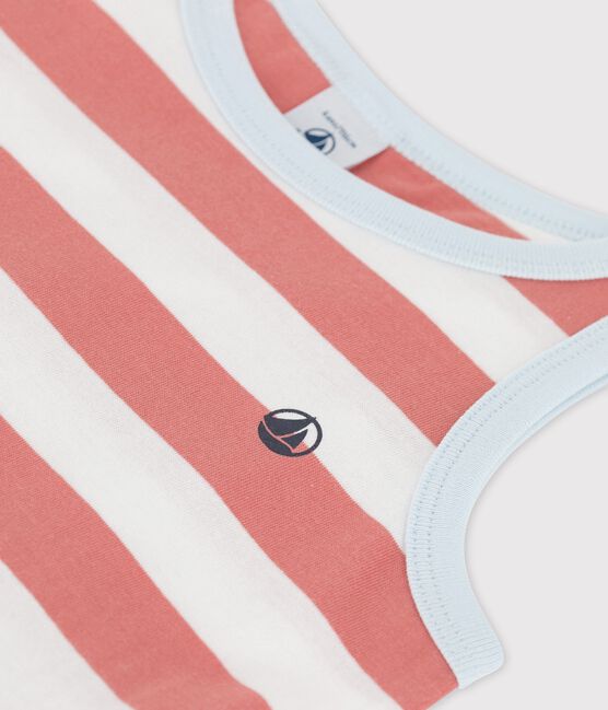 Girls' Sleeveless Stripy Cotton Dress PAPAYE pink/MARSHMALLOW