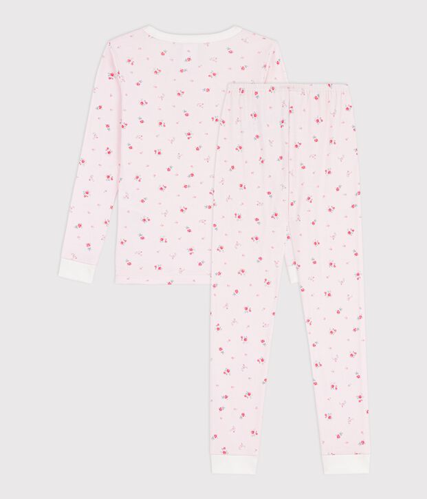 Children's very snug fitting floral print cotton pyjamas pink/multicolor