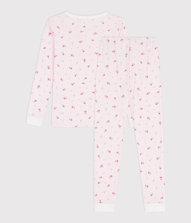 Children's very snug fitting floral print cotton pyjamas BARELY pink/MULTICO