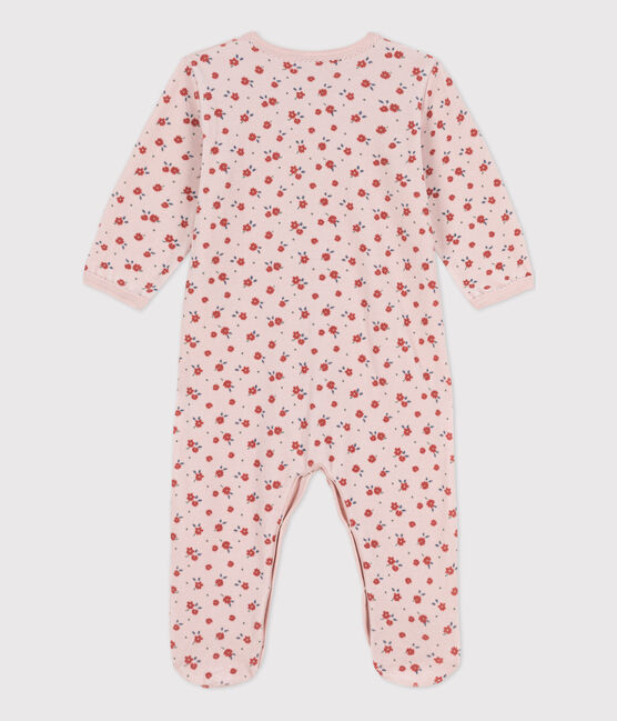 Babies' Floral Velour Sleepsuit SALINE pink/MULTICO white