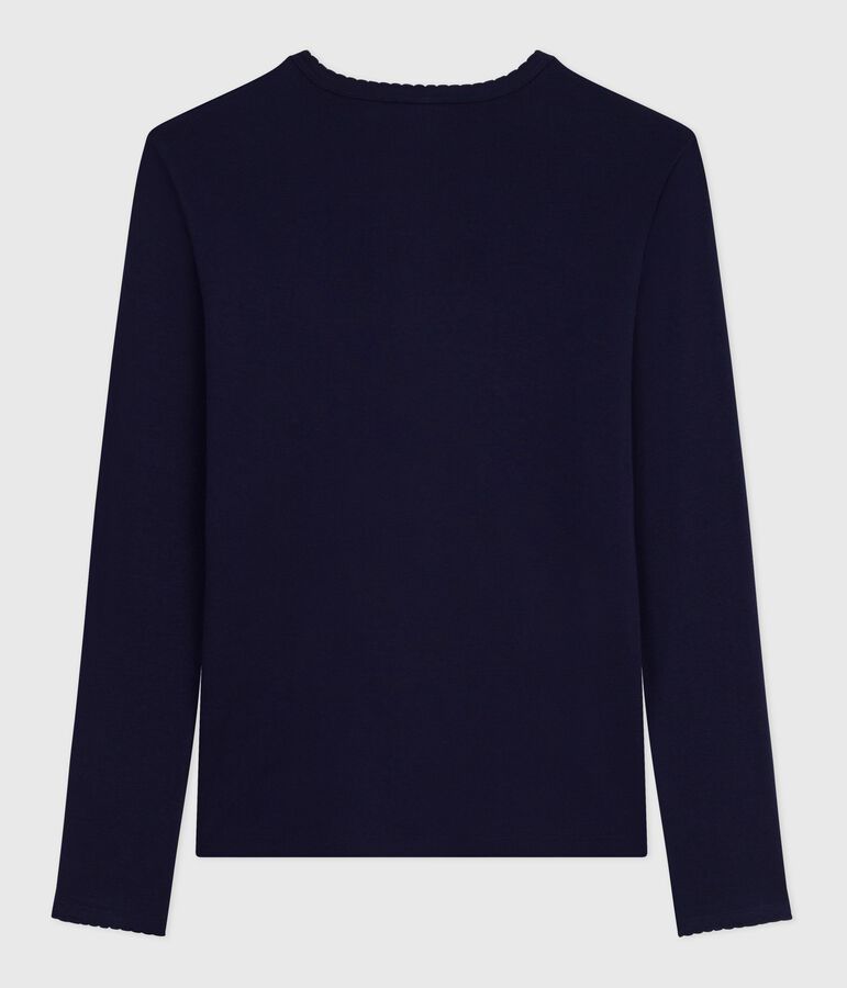 Women's Iconic long-sleeved cotton cocotte stitch T-shirt blue