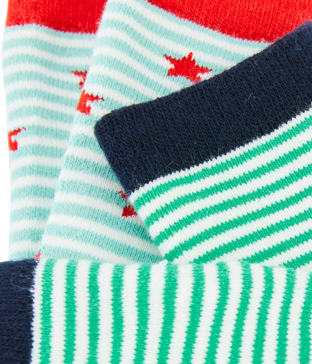 Set of 2 pairs of socks for boys white/blue/white