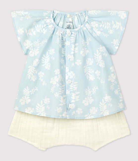 Babies' Organic Poplin Hawaii Print Clothing - 2-Piece Set PLEINAIR /MARSHMALLOW