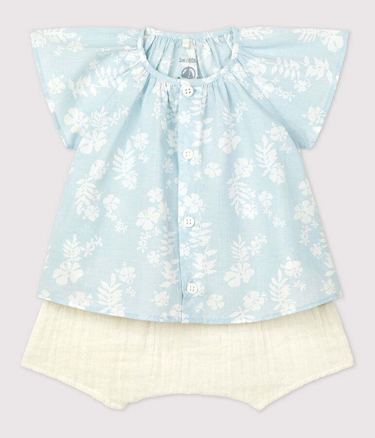 Babies' Organic Poplin Hawaii Print Clothing - 2-Piece Set blue/white
