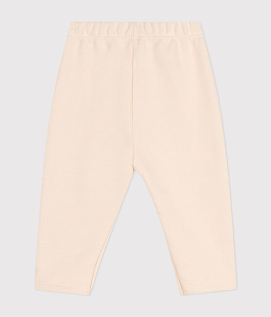 Babies' jogging bottoms in plain cotton AVALANCHE Ecru