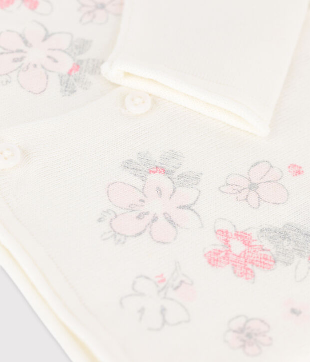 Baby Girls' Cotton and Linen Blend Knit Cardigan white