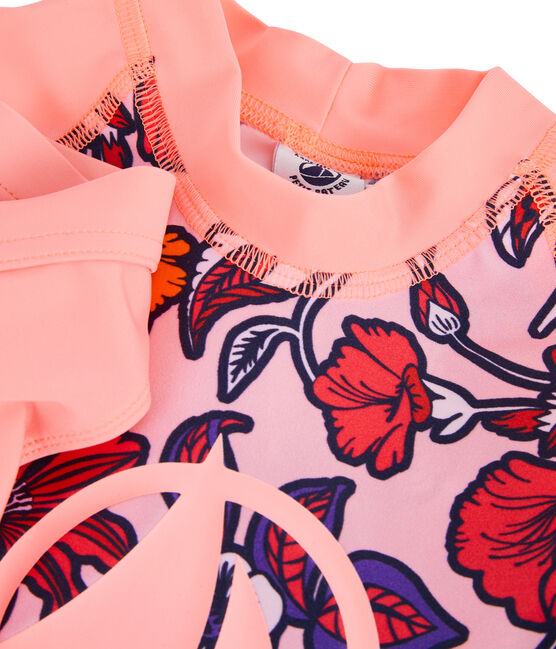 Girl's Eco-Friendly UPF 50+ Anti-UV T-Shirt PATIENCE pink/MULTICO white