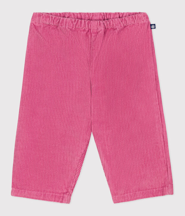 Babies' plain corduroy trousers pink