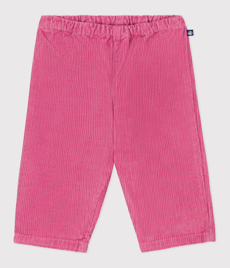 Babies' plain corduroy trousers pink