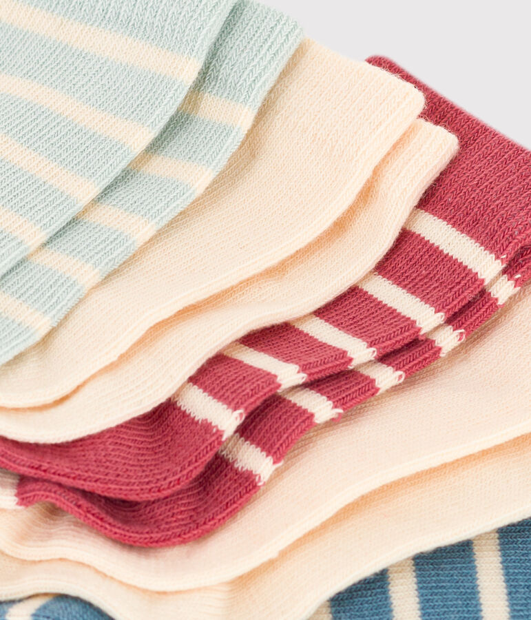 Babies' Cotton Jersey Striped Socks - Pack of 5 multicolor