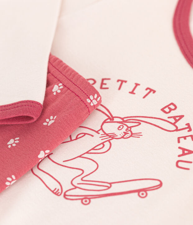 Boys' long-sleeved cotton pyjamas beige/multicolor